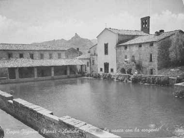 Bagno Vignoni, Siena, cartolina d'epoca