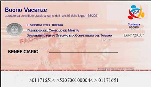 Fac-simile del BuonoVacanza