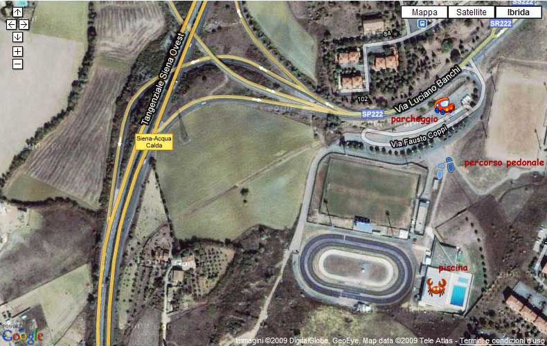Disattiva il blocco pop-up per visualizzare la mappa di Google con tutte le sue funzionalità Immagine aerea, piscina Acquacalda, Siena