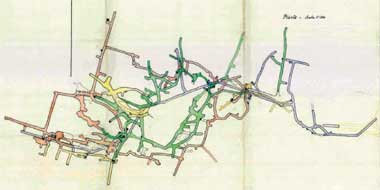 Siena, Miniera delle Cetine; il parco minerario. Mappa delle gallerie