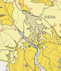 Siena, carta geologica. Sedimenti marini fossiliferi del Pliocene