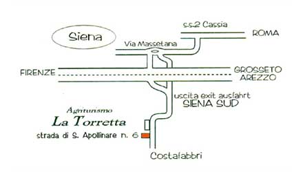 Siena, Toscana (Sienna, Tuscany). How arrive to farmhouse La Torretta, the farm holiday near Siena