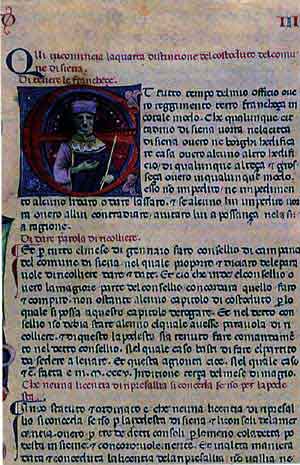 Un particolare del Costituto Senese, uno dei primi documenti tradotti dal latino in volgare