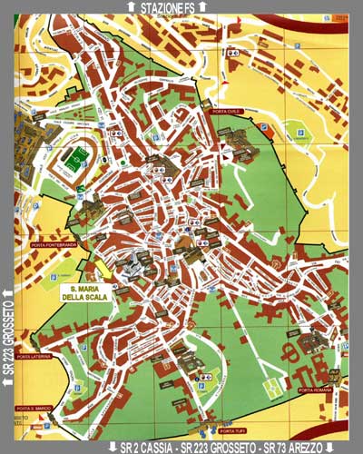 Siena, mappa del centro storico