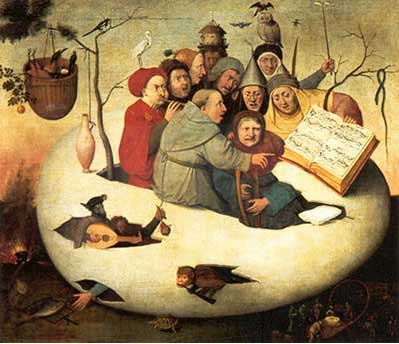 Hieronymus Bosch (attribuito) Il concerto nell'uovo (Le concert dans l'oeuf), XVI sec, Olio su tela, Musée de Beaux-Arts, Lille